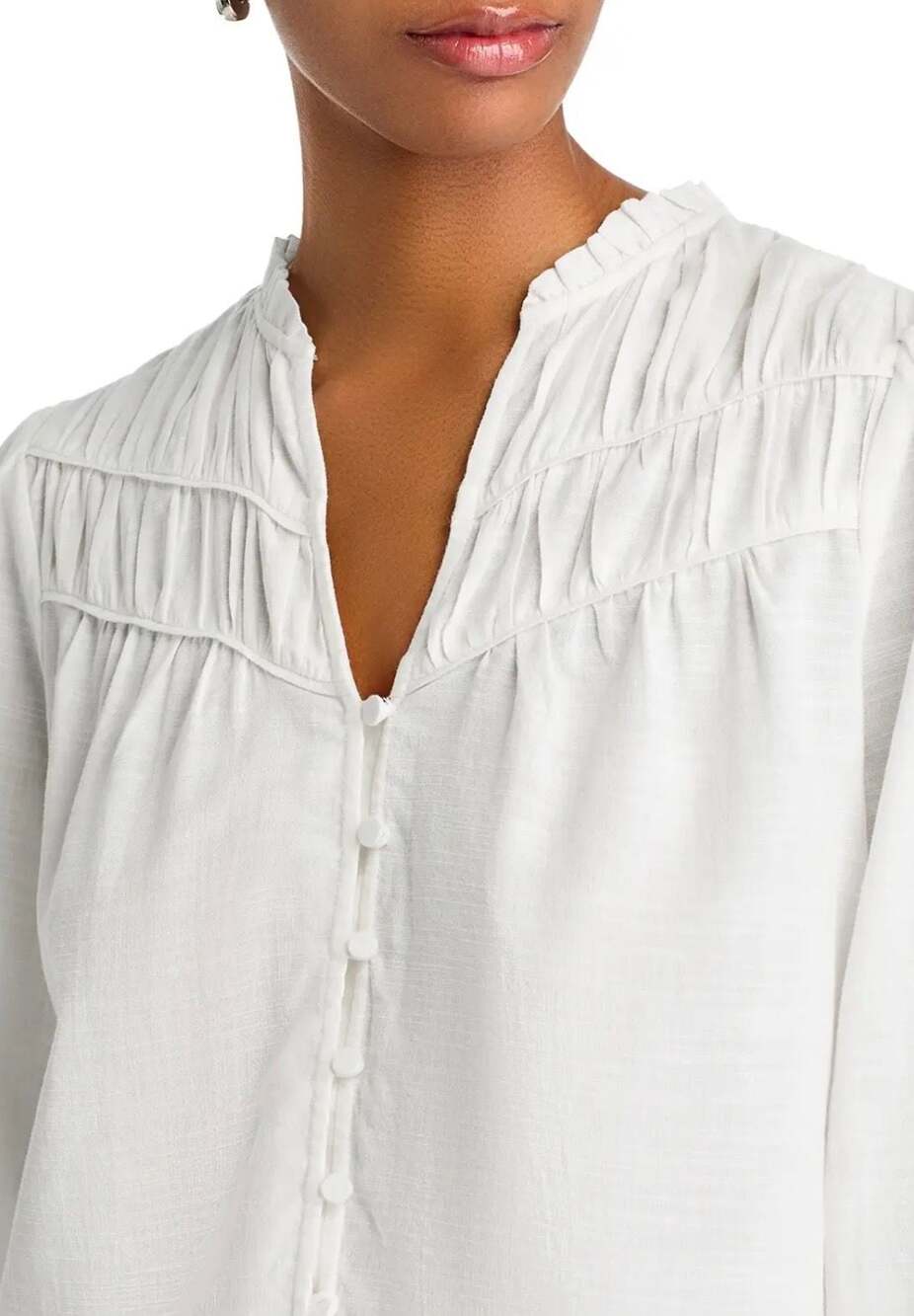 PAIGE Arlette Summery Cotton Button Up Blouse In White